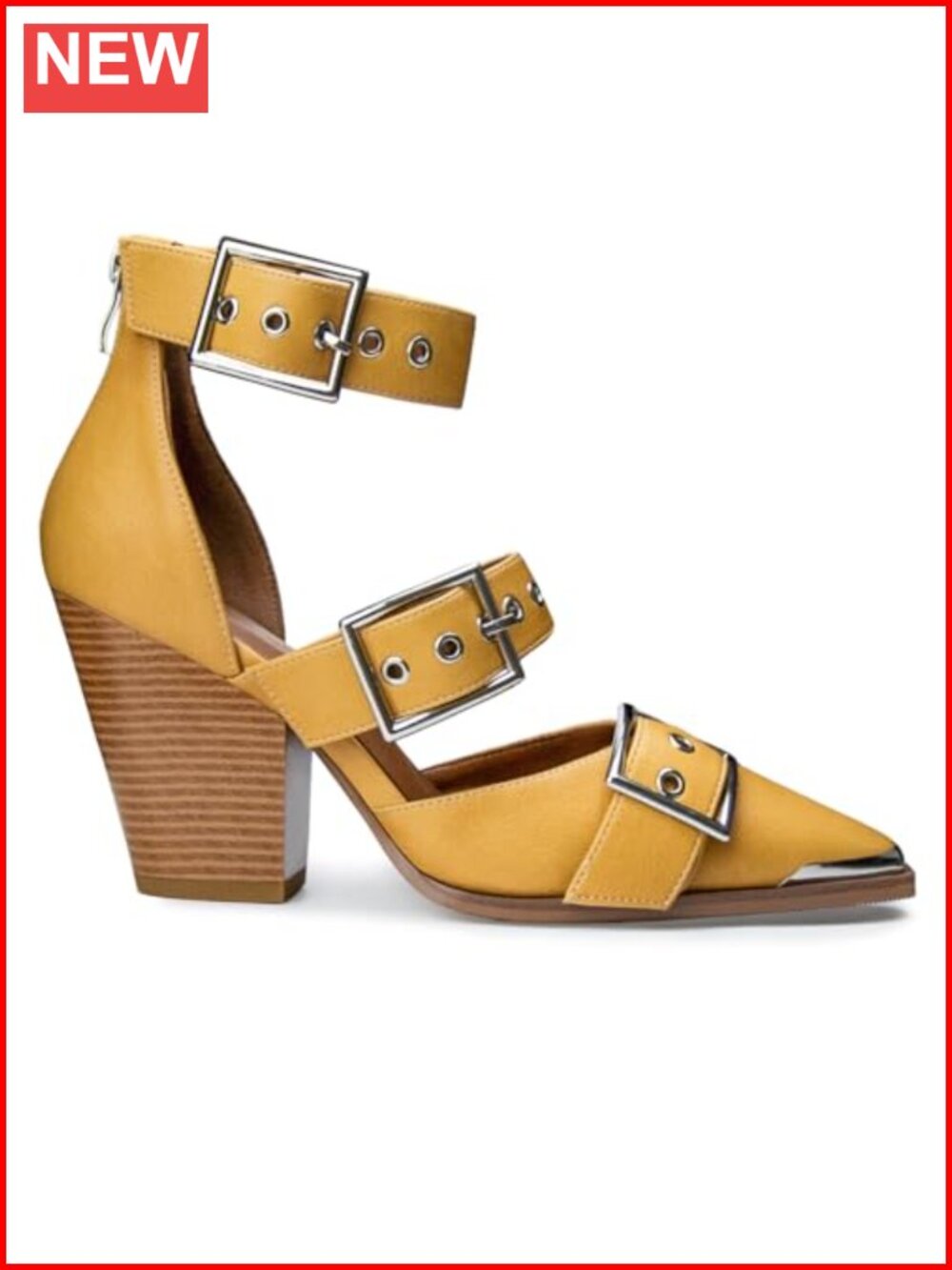 Western Heels Closed Toe Wedges Faux Leather Buckle Zipper